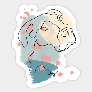 Abstract Line Art Dog Drawing on Watercolor Sticker